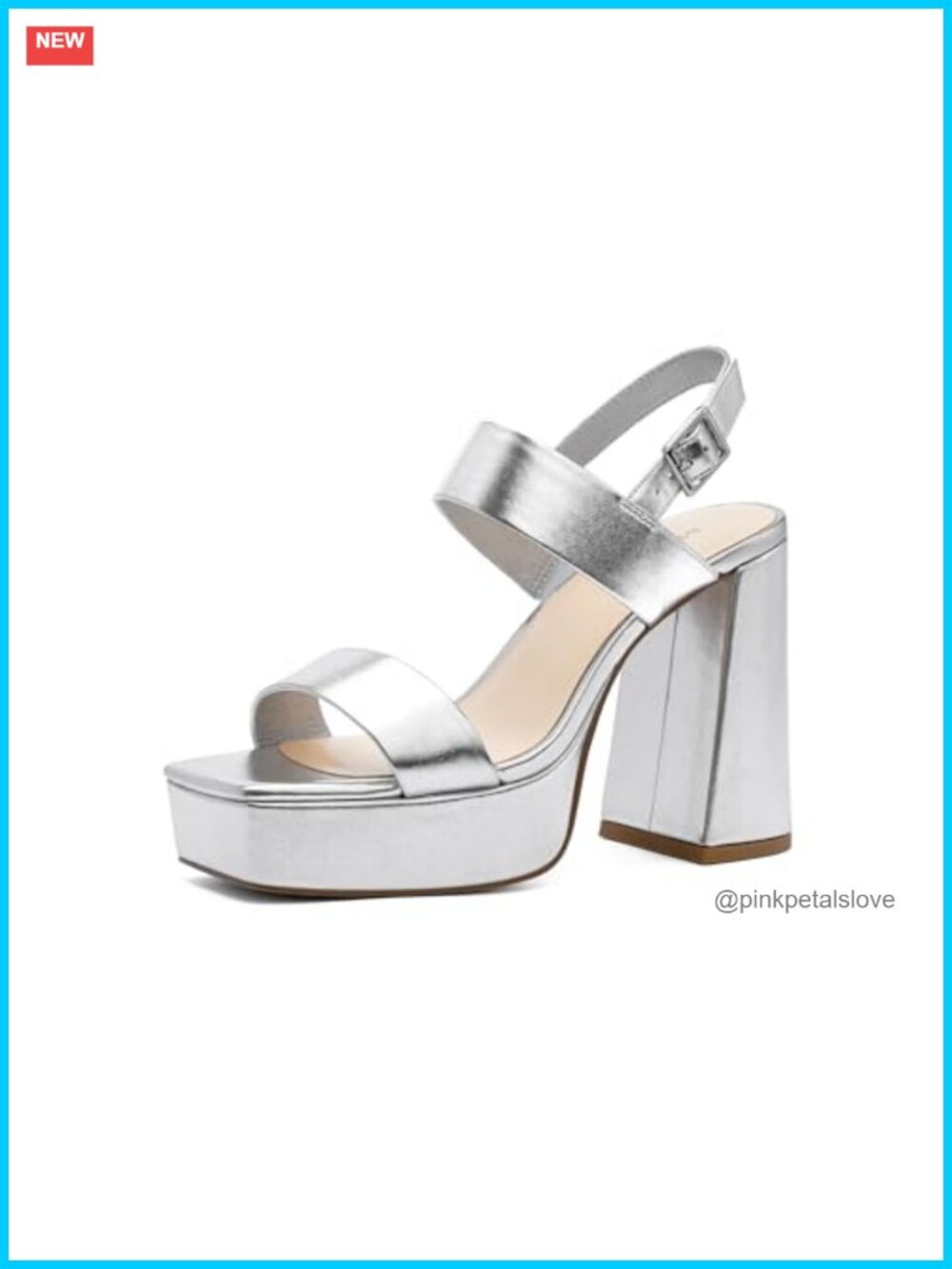 Women's Platform Chunky Heel Sandals Square Open Toe Two Strap